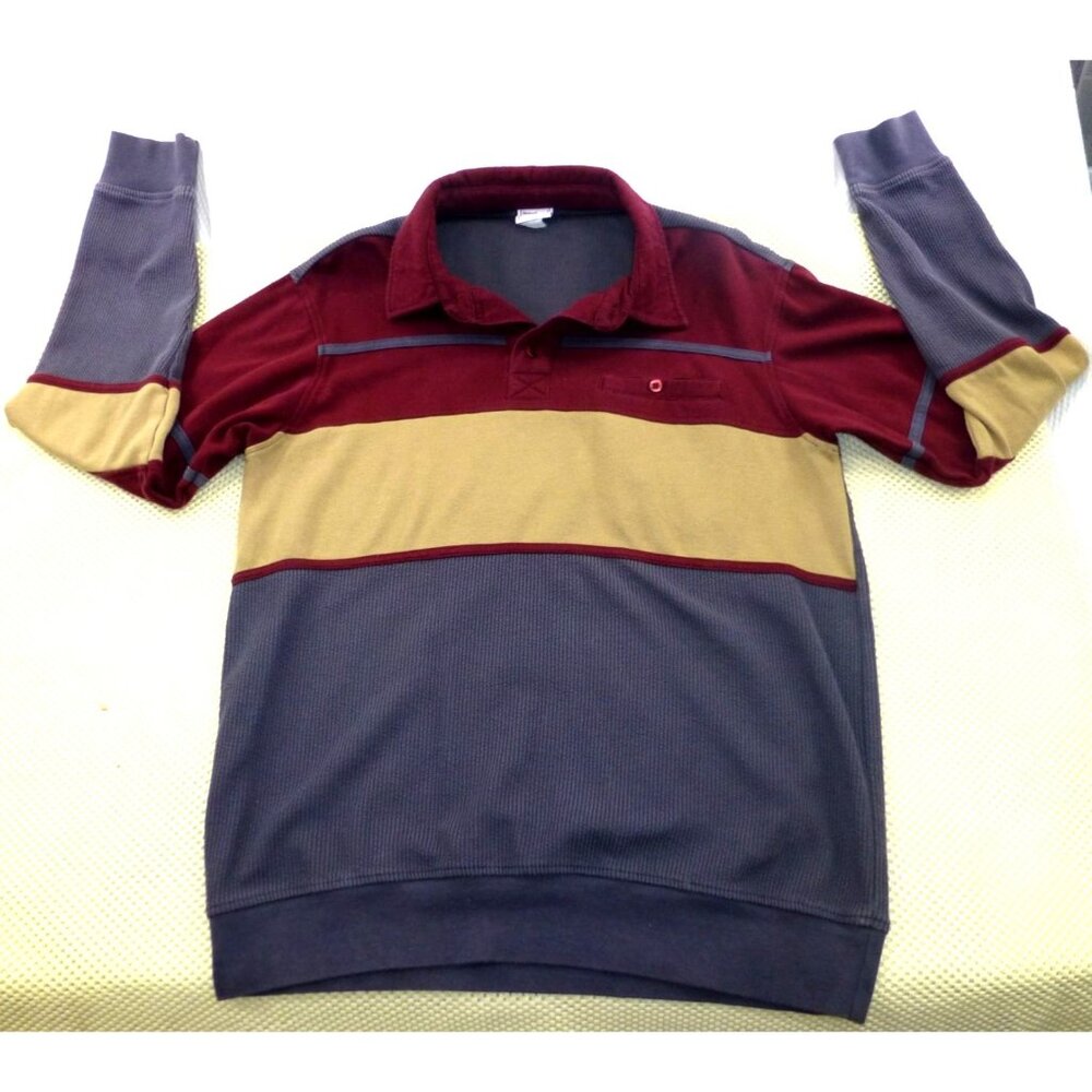 VTG Haband Casual Joe Polo Shirt Mens Large Color Block‎ Long Sleeve